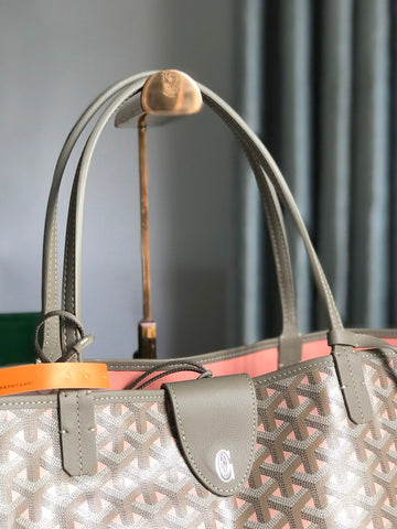 SAINT LOUIS PM 40 IN GREY MIX PINK GOYARDINE CANVAS AND CALFSKIN