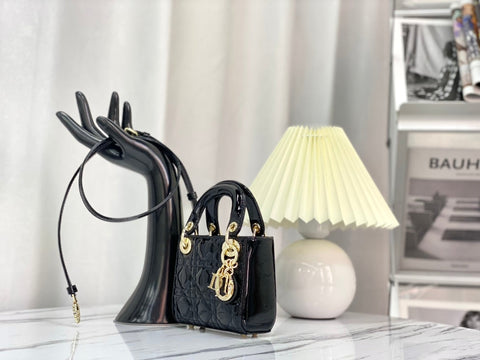 MICRO LADY 12 BAG IN GLOSSY BLACK LAMBSKIN