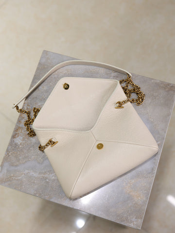 YSL 25S CALYPSO MINI 19 IN BLANC VINTAGE LAMBSKIN GOLD HARDWARE