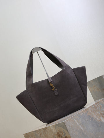 YSL 25S LE 5 À 7 BEA 50 IN DARK GRAY SUEDE GOLD HARDWRE