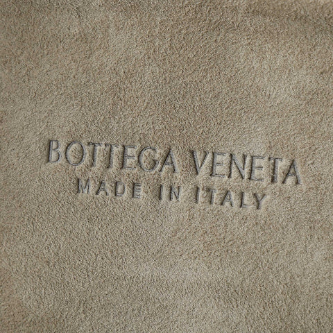 BOTTEGA VENETA 25S SMALL JODIE 36 IN MUTED TAUPE SUEDE GOLD HARDWARE