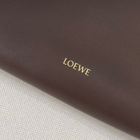 LOEWE 25S FLAMENCO PURSE 30 IN BROWN NAPPA LEATHER GOLD HARDWARE