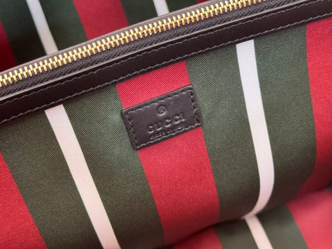 GUCCI 25S EMBLEM LARGE BAG 46 IN DARK BROWN AND BLACK CALFSKIN