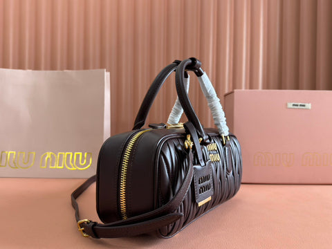 ARCADIE MATELASSÉ BAG 27 IN CONGO BROWN CALFSKIN GOLD HARDWARE