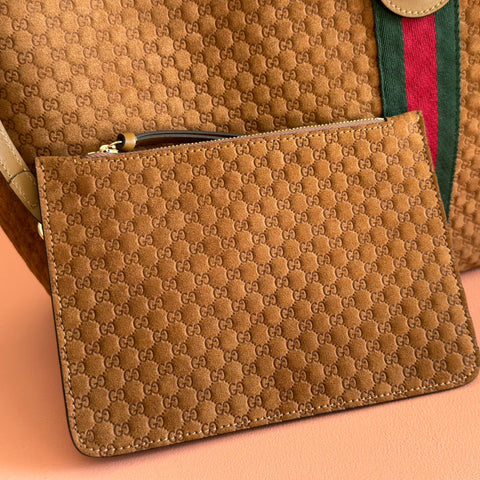 GUCCI 25S GIGLIO LARGE TOTE BAG 60 CM IN BROWN CANVAS